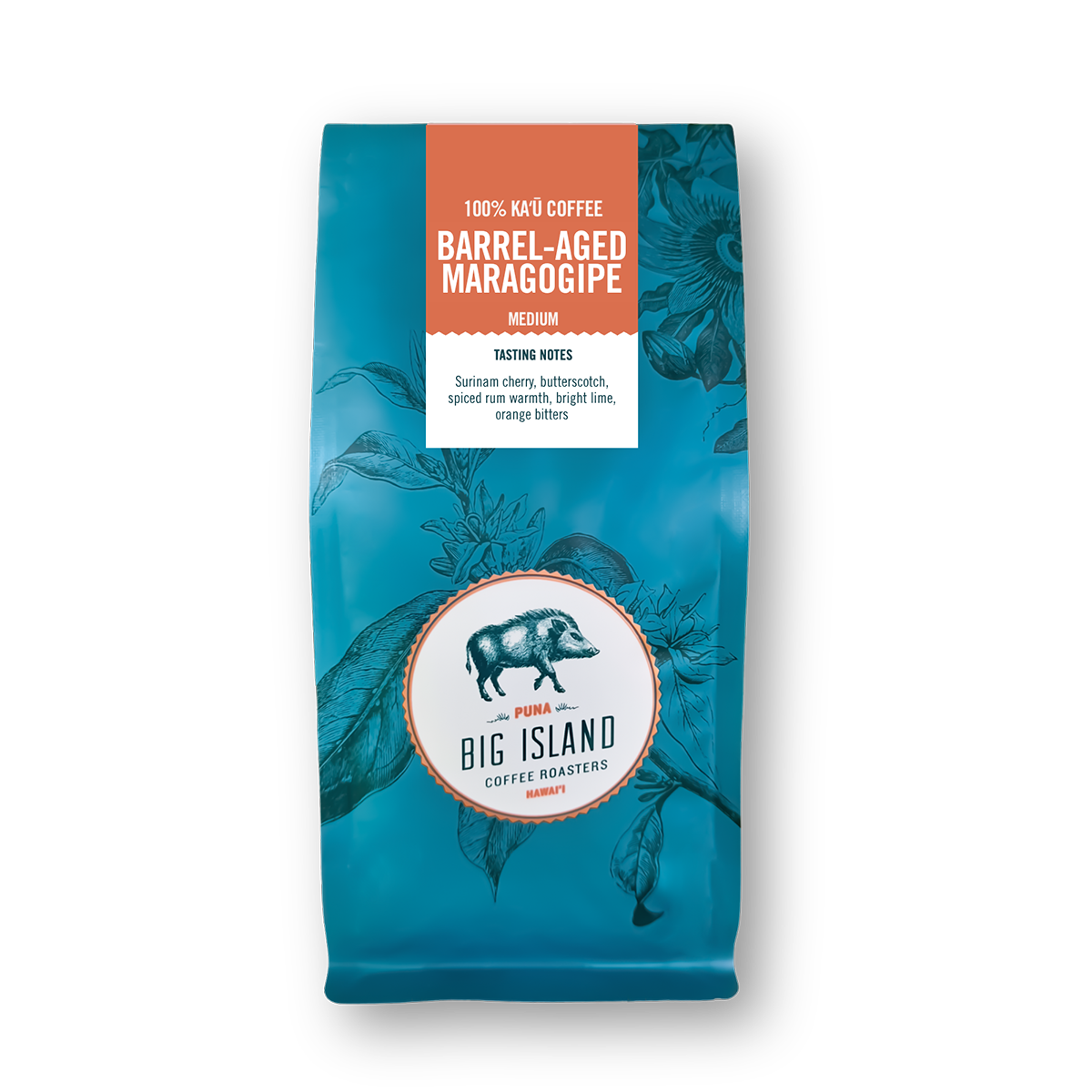 Bag of 100% Barrel Aged Ka'u Maragogipe by Big Island Coffee Roasters - Hawaiian Coffee - Coffee Beans & Ground Coffee